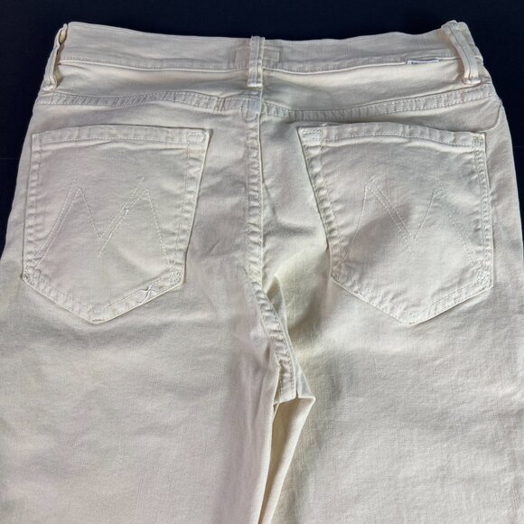 Mother Jean Women 27x26* High Waisted Rascal Ankle Fray Ivory White Denim Tag 27 - Picture 10 of 16